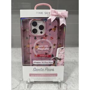 Dachshund iPhone 16 Pro Max Case Christmas Dogs MagSafe w/ Screen Protector Pink